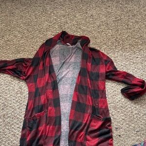 Amazon Red and Black Checkered Cardigan